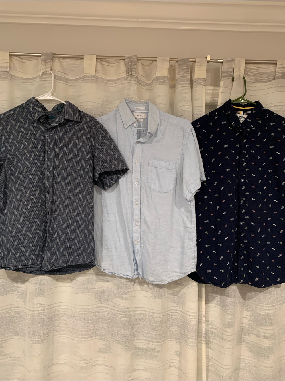 Men’s Blue Short-Sleeve Button-Down Shirt Bundle (3), Sz. Medium